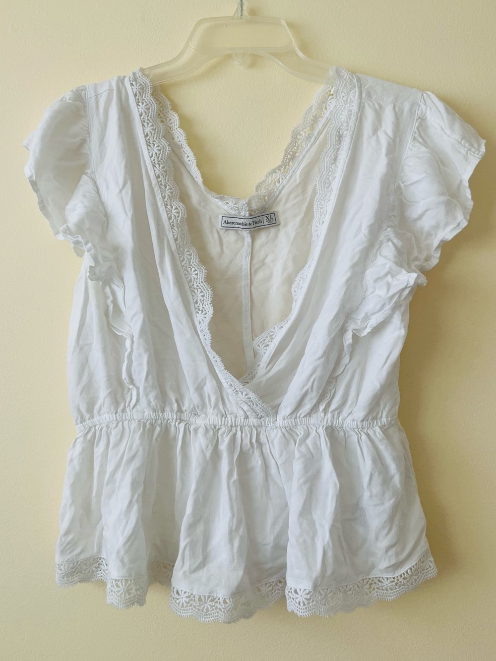 Abercrombie & Fitch white boho lace peplum blouse XL
